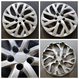 New Wheel Covers Replacements Fits 2017-2018 Toyota Corolla; 16 Inch; 16 Spoke; Silver Color; Plastic; Set of 4