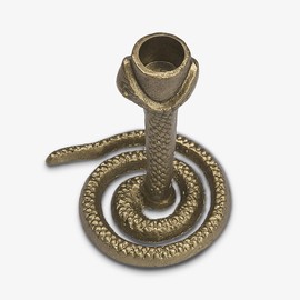 Luminara Wrought Iron Snake Candlestick Holder - Vintage Brass Antique Design - LED Moving Flame Tapers - Elegant Home Dining Table Centerpiece- 6.25"