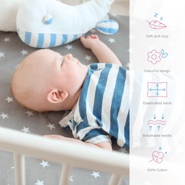 Cotton Fitted Sheet Suitable for 90 x 40 cm Cot Mattress - Pattern 19