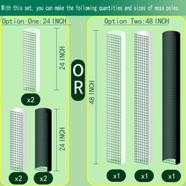 DIY Moss Poles Plastic Monstera Plant Support Self Watering Plant Poles for Climbing Indoor Plants Work with Sphagnum Moss(12 ft D Shaped Moss Pole)