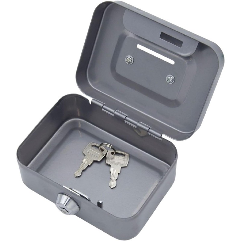 Small Cash Box, Small Safe, Cash Box with 2 Keys,