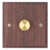 Dimmer Switch with Brass Knob Black Walnut Wood Rotary Dimming