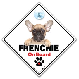 Frenchie On Board Sign, French Bulldog Car Sign 2, Frenchie Dog Car Sign, French Bulldog Dog Breed Vehicle Sign 14cm x 14cm