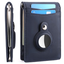 FALAN MULE AirTag Wallet Men RFID Blocking Genuine Leather Bifold Minimalist Front Pocket Wallets for Men(Airtag Not included)