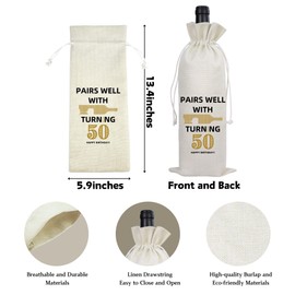 Qcaslprt 50th Birthday Gifts for Women Men, 1975 50 Year Party Decorations Wine Bag, Fathers Mothers Day Thanksgiving Wine Bottle Bags Gifts for Papa Dad Mama