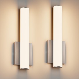 Aoceley 2-Pack Led Wall Sconce,18W 3000K Indoor Hardwired Dimmable Wall Light with Acrylic Lampshade,Led Sconces Wall Lighting,Modern Vanity Wall Light Fixture for Bathroom Bedroom Living Room(Nickel)