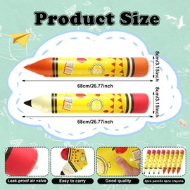 10pcs Large Inflatable Crayons & Pencil Balloons, Back to School Balloons 5 Jumbo Inflatable Pencil & 5 Crayons Decorations for Home Classroom Party