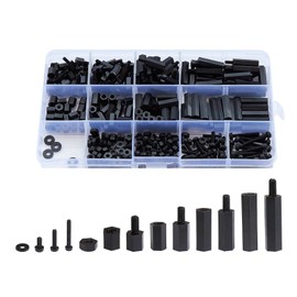 Litorange 320PCS M4 Male Female Nylon Hex Spacer Standoff Screw Nut Threaded Pillar PCB Motherboard Assorted Assortment Kit (Black)