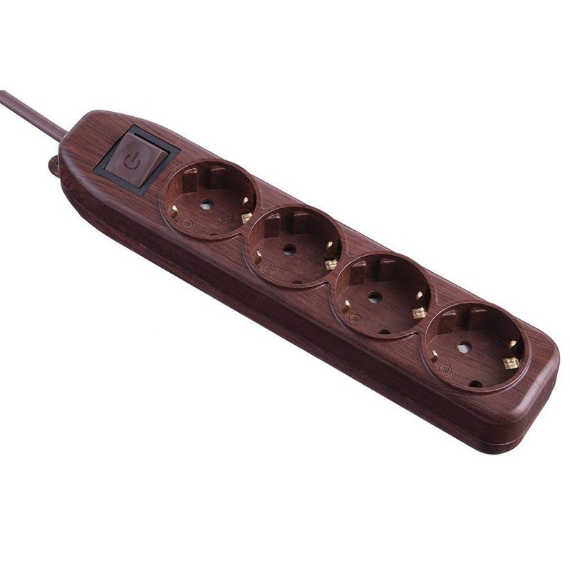Electraline 62062 4-Way Power Strip with Switch, Cable 1.5 m