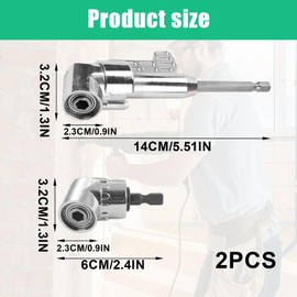 2 PCS 90 Degree Right Angle Drill Attachment Set, 105 Degree Right Angle Drill Adapter Compatible with Cordless Drills and Screwdrivers, Ideal for DIY or Professional Use (60cm/140cm)