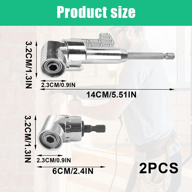 2 PCS 90 Degree Right Angle Drill Attachment Set, 105