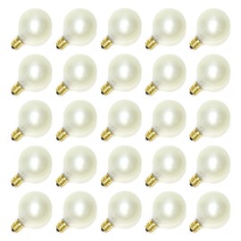 Sival 40122 - G40 Candelabra Screw Base Pearl White (25 pack) Christmas Light Bulbs