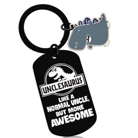 AOBIURV Uncles Fathers Day Gift From Niece Nephew Best Uncle Gift Funny Keychain Gifts Christmas Birthday Gift Uncles Announcement New Uncle Unclesaurus Keyring Necklace