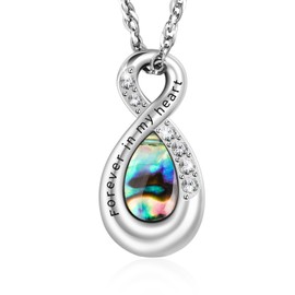 XIUDA Infinity Cremation Urn Necklace for Ashes Keepsake Cremation Jewelry Stainless Steel Memorial Ashes Necklace for Women