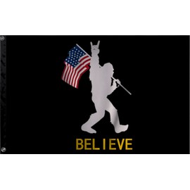 Bigfoot Sasquatch Flag 3x5FT,Vivid Color - Double Stitched Polyester with 2 Brass Grommets for Indoor Outdoor. (Black4x6ft)
