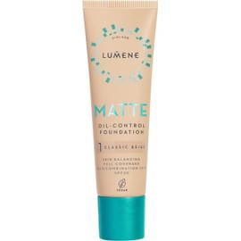 Lumene Matt Control Oil Free Foundation for Oily and Combination Skin Full Coverage with Arctic Cloudberry 30 ml / 1.0 Fl.Oz. (1 Classic Beige SPF20)