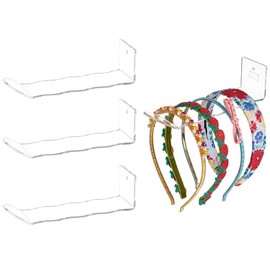 PH PandaHall 4 Pack Acrylic Headband Holder Scrunchie Organizer Headband floating Shelves Wall Mounted Headband Display Stand Rack for Wall, Bathroom, Bedroom, Store, Storage and Decoration