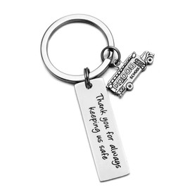 School Bus Driver Appreciation Gifts Bus Driver Gifts Christmas Keychain Gift Stainless Steel Thank You for Always Keeping Us Safe Keychain for Men Women Jewelry