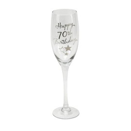 70th Birthday Stars Champagne Flute Glass Gift