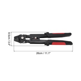 sourcing map 10 Inch Long Hand Crimping Cutting Tool Kit with 150Pcs Aluminium Crimp Ferrules Stainless Steel for 1/16" 3/32" Cable Wires Rope Crimping Black with Red, 0.1-2.2sq. mm