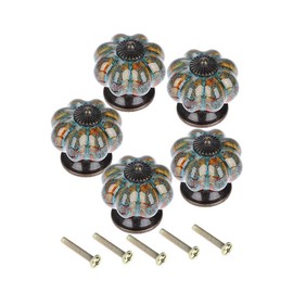 bowarepro Pack of 5 Ceramic Door Knobs, Vintage Furniture Knobs, Pumpkin Cupboard Knobs, Cabinet Handles, Knob for Cupboard, Drawer, Dresser, Furniture, Drawer Knobs