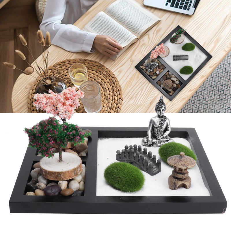 Zen Garden Sand Table Buddha Statue Sandbox Japanese Style Desktop