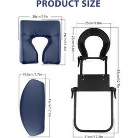 EBANKU Mattress Top Massage Kit, Adjustable Headrest Face Cradle Cushion, Face Down Pillow with Massage Table Armrests for your bed at home (Square Gray)