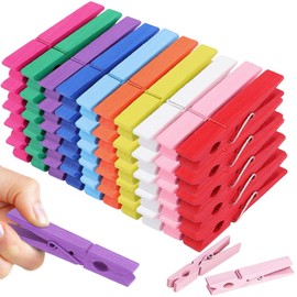 Hshenjhu Pack of 100 Wooden Clothes Pegs, 7.2 cm, Colourful Wooden Pegs, Mini, Environmentally Friendly Wooden Pegs, Small Clothes Pegs, for Photo Wall, Packaging, Guest Gift, Photos, Pictures,