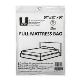 UBOXES Moving Supplies Full Size Mattress Bag 54" x 12" x 90" (FULLSCOVER01),Clear
