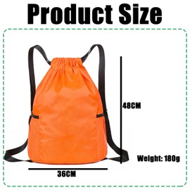 huiyonglan Drawstring Gym Bag, Large Sports Backpack String Swim Drawstring Bag for Women Men, Waterproof Swimming Sports Bags, Gym Bags for Swim, Beach, School, Sport & Travel(Orange)