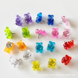 Weenwill Reißzwecken,20 Stück Bunter Harz Kleiner Bär Reißnägel mit Kasten Kreative Dekorative Reißzwecke Farbig Pinnnadeln für Schulen Büros DIY Korkplatte Pinnwand Weltkarte Haftnotiz