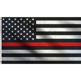 DMSE Thin Red Line Firefighters Fire Red Line Flag 2X3 Ft Foot 100% Polyester 100D Flag UV Resistant (2' X 3' Foot)