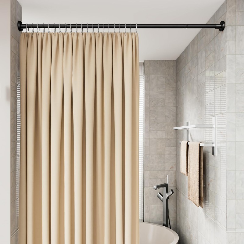 HYSEYY Heavy Duty Shower Curtain Rod,26-80inch Adjustable Tension Rod Black