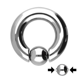 Treuheld® Spring Loaded Ball Closure Ring Piercing BCR Silver [12.] – 10.0 x 16 mm (Ball: 14 mm)