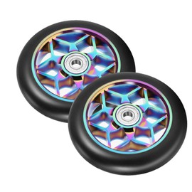 Pack of 2 Stunt Scooter Wheels with ABEC-9 Bearings, 110 mm Scooter Replacement Wheels for Most Stunt Scooters and Kick Scooters (Colourful)