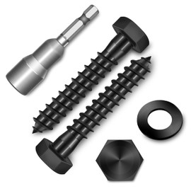 (10-Set) 3/8 x 2 Lag Screws for Wood, Stainless Steel Heavy Duty Hex Head Lag Bolts, Commercial/Industrial Grade 3/8 Bolts, Mounting Screws Bolts Kit, Black Oxided by Marysino