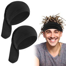 2 Pieces Large Shower Cap Elastic Dreadlock Cap Long Braid Cover Wrap for Curly Braids Wave, Women & Men(Black)