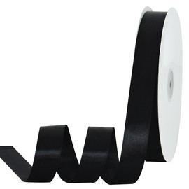 TONIFUL 7/8 Inch x 100yds Black Satin Ribbon Thin Solid Frabic Ribbons for Gift Wrapping, DIY Crafts Bows, Invitations, Floral Bouquets, Christmas Wedding Party Valentine's Decor