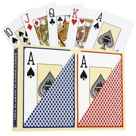 Plastic Playing Cards, Poker Size, Casino Quality, Jumbo Index, Waterproof & Washable, Perfect for Texas Hold’em Poker, 1 Red Deck & 1 Blue Deck