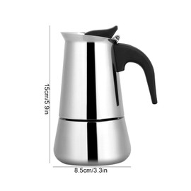 Stovetop Espresso Maker, 2/4/6/9 Cups Portable Stainless Steel Moka Pot, Italian Coffee Maker for Gas, Stovetop, Induction Cookers(100ml)