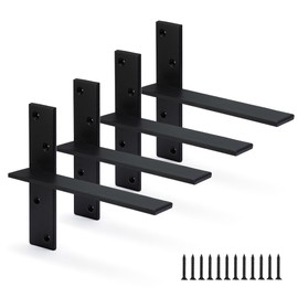 Floating Shelf Bracket 3/8" Thick Heavy Duty Shelf Brackets 4 Pack Free Hanging Countertop Support Bracket 8" Lx2.5 W Floating Wall Brackets for Cabinets, Granite, Dishwasher, Bench Seats Vanities