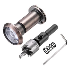 PATIKIL 5/8" Door Viewer Peephole, Copper Privacy Door Viewer with Privacy Cover, 200-Degree Fits 1-3/8" to 2-3/8" Door Peep Hole with 16mm/0.63" Drill Bit for Security, Red Bronze