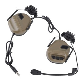 HERCHR Auriculares Tácticos, Auriculares Tácticos Caza Y Tiro Orejeras Protección Auditiva Auriculares Amplificación De Sonido para Walkie-Talkie(Marrón)