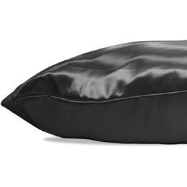 Betty Dain Soft Satin Body Pillowcase, Protects Hair, Reduces Tangling and Breakage, Helps Prevent Skin Wrinkles and Creases, Concealed Zipper, Fits Most Body Pillows, 21 x 54, Black