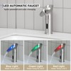 Gangang LED Waterfall Bathroom Touchless Faucet Brush Nickle Automatic Motion