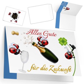 BREITENWERK A4 XXL Leaving Card Ladybird with Envelope - Funny Folding Card for Colleagues for Retirement Pension Job Change Moving Retirement Card