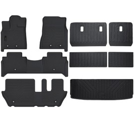 Auxko All Weather Floor Mats Cargo Mat with Backrest Mat Fit for 2025 Nissan Armada 8 Seats TPE Liners Accessories Guard Odorless Anti-Slip Floor & Cargo Liners for Nissan Armada 2nd Row Bench Seat