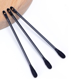 100Pcs Disposable Plastic Blackhead Remover Pimple Popper Tool Professional Double Headed Blackhead Extractor Removal Stick Cotton Swab Beauty Tool, Black