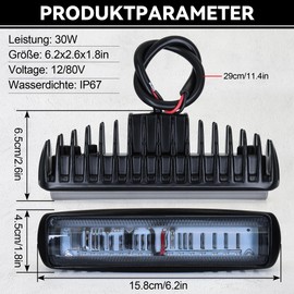 Dinfu 2pcs LED Red Forklift Light, Side Line Marker Light, Warning Light, 30 W DC 12-80 V Safety Light