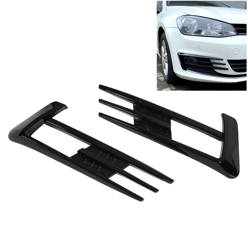 Glossy Black Front Fog Lamp Eyebrow Eyelid Cover Trim Replacement
